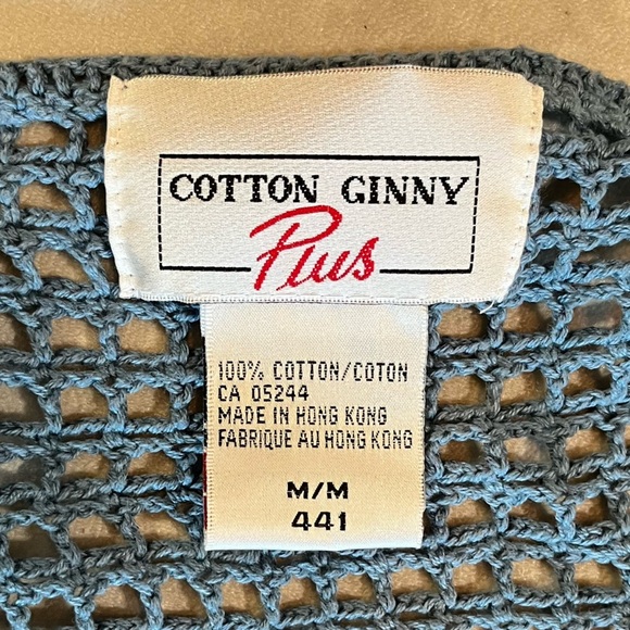 Vintage Cotton Ginny Crochet Top Cardigan. Short sleeve medium plus. 100% cotton - Picture 4 of 5